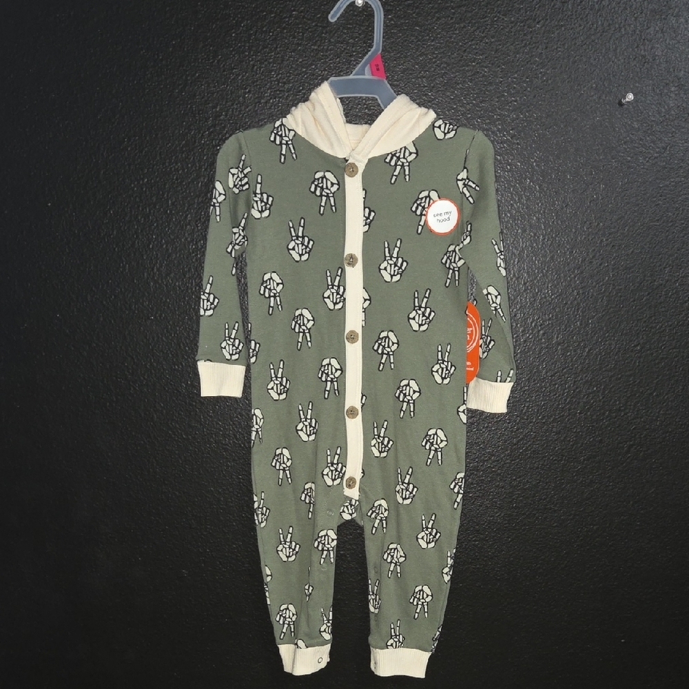 Wonder Nation Halloween Skeleton Nwt Hooded Onsie 18m